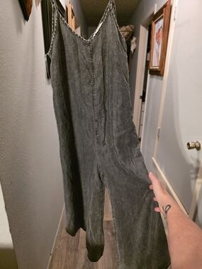 Zenana Outfitters Washed Charcoal Gray Jumpsuit